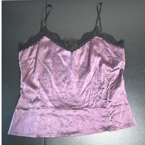 Karen Kane Purple‎ Silk Lace Trim Camisole Top Women's Size S